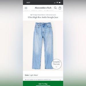 Abercrombie ultra high rise ankle straight jeans
